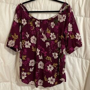 Burgundy floral cold shoulder Torrid top